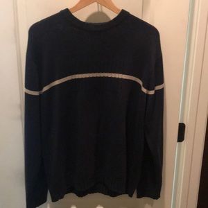 Blue with tan stripe sweater